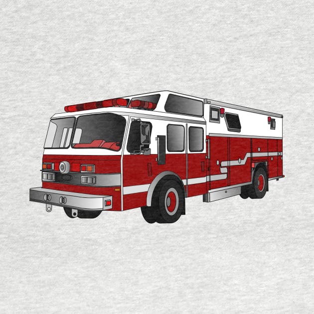 Fire engine cartoon illustration by Miss Cartoon